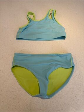 Athleta Girl -  Light Blue & Lime Two-Piece Swim Set